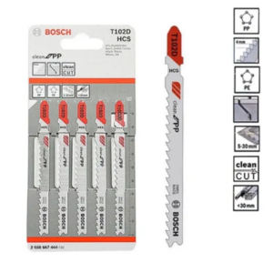 BOSCH 5pcs T102D Jigsaw Blades Clean For PP & PE Cutting